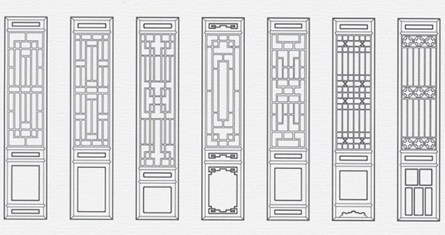 马村常用中式仿古花窗图案隔断设计图